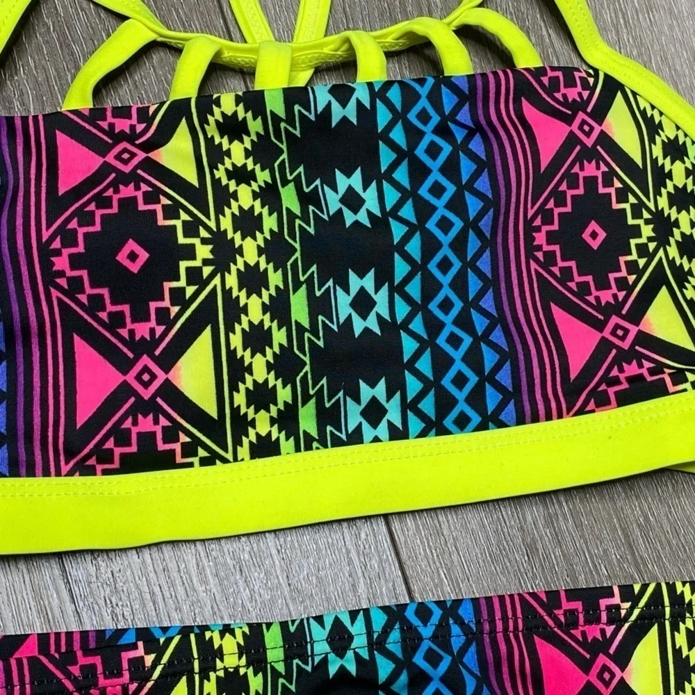 Justice Girl Bikini Top & Bottom Seimsuit Neon Set Size 10